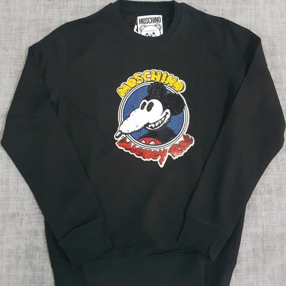 Moschino Black Sweatshirt With Mickey Rat Printed